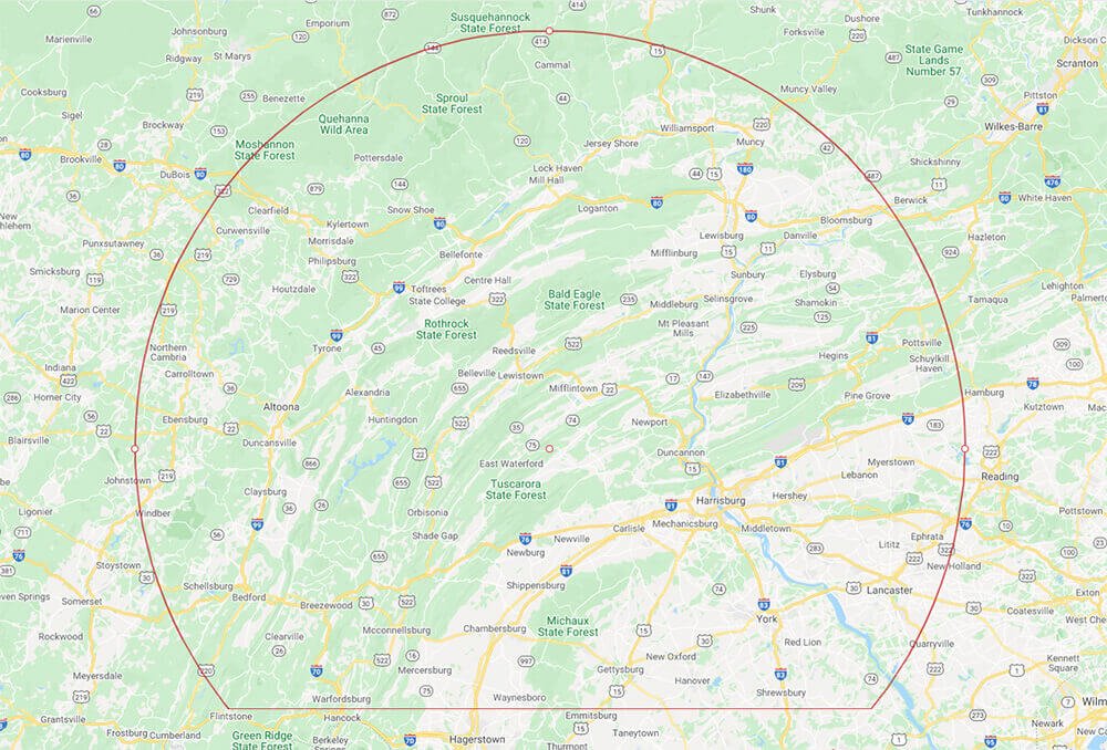 Vibrant Roofing service area map